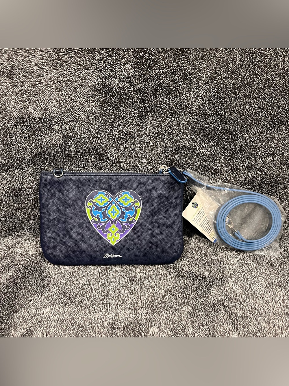 Brighton Summer Heart Mini crossbody bag navy blue